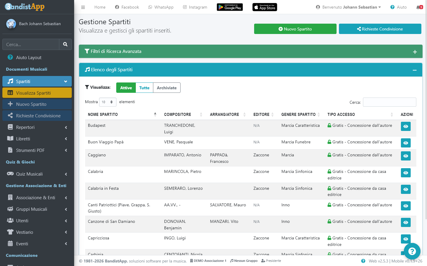 Libreria Spartiti BandistApp